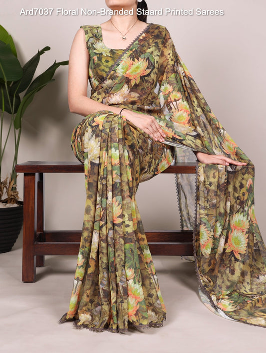 Ard7037 Floral Non-Branded Staard Printed Sarees