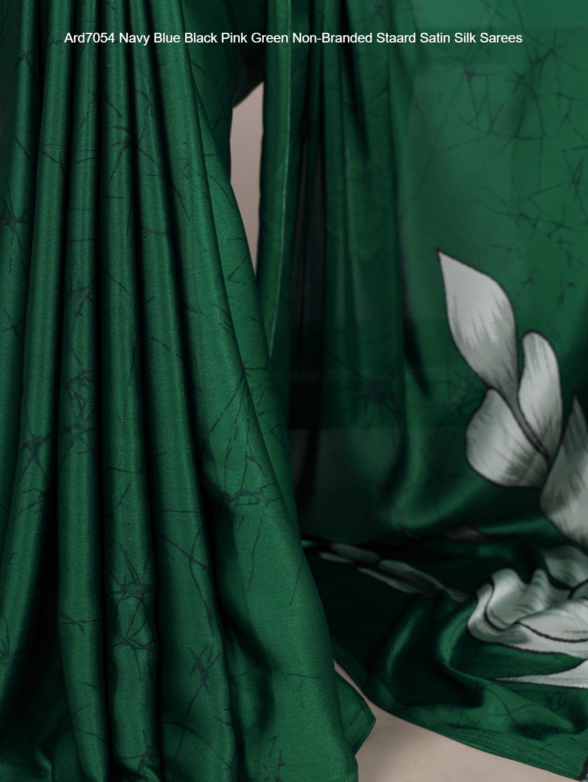 Ard7054 Navy Blue Black Pink Green Non-Branded Staard Satin Silk Sarees
