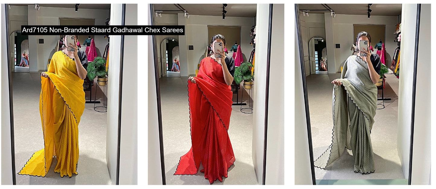 Ard7105 Non-Branded Staard Gadhawal Chex Sarees