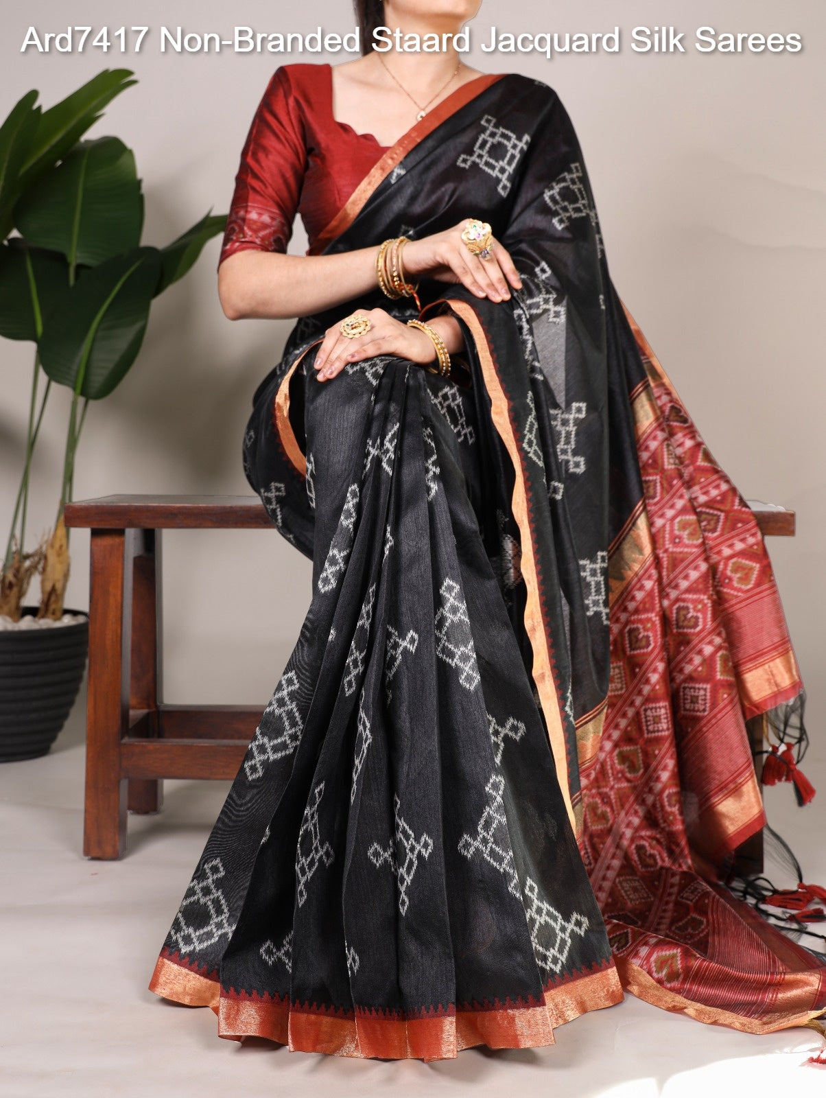 Ard7417 Non-Branded Staard Jacquard Silk Sarees