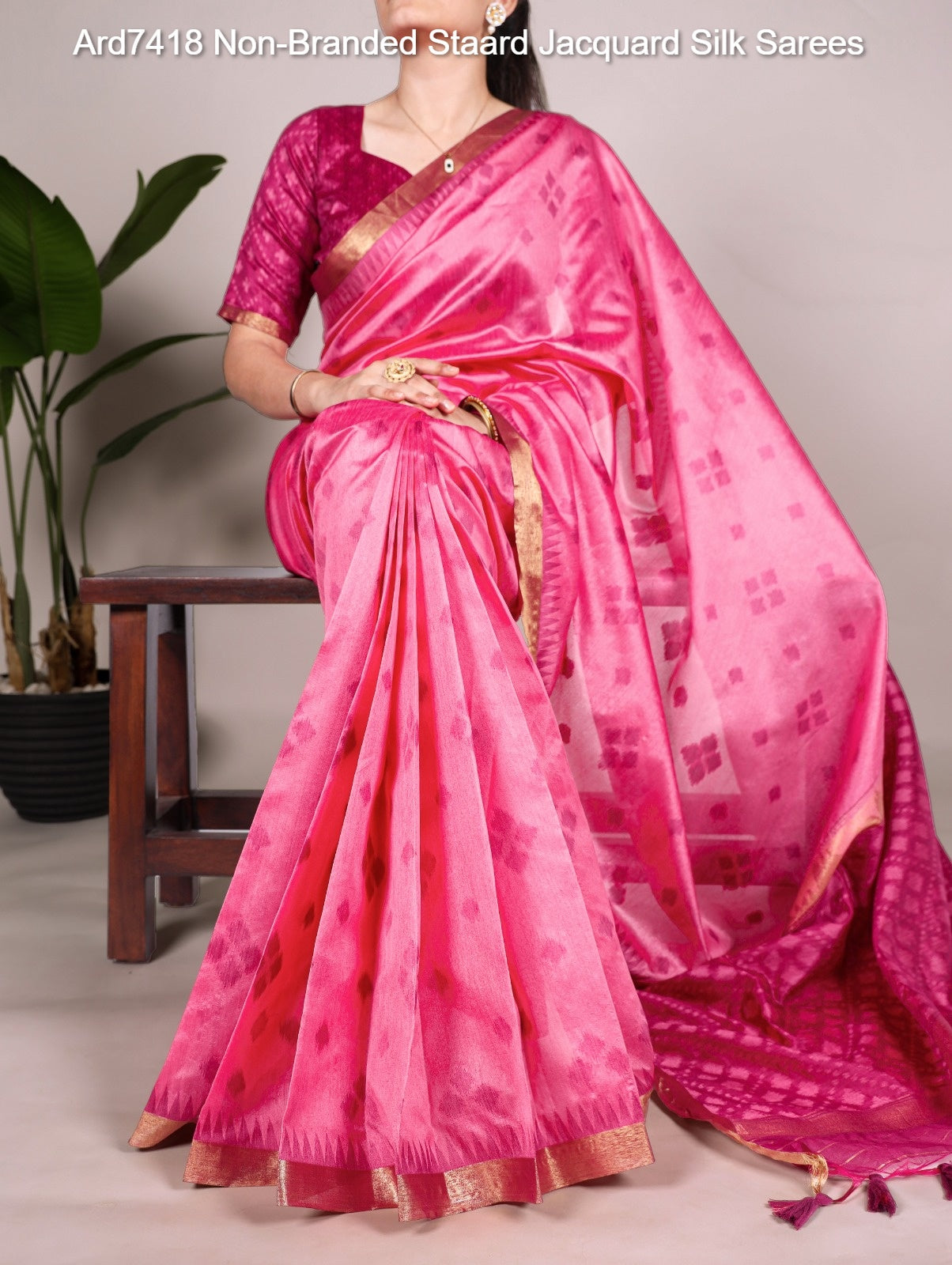 Ard7418 Non-Branded Staard Jacquard Silk Sarees