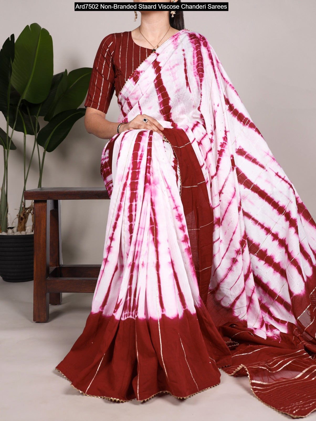 Ard7502 Non-Branded Staard Viscose Chanderi Sarees