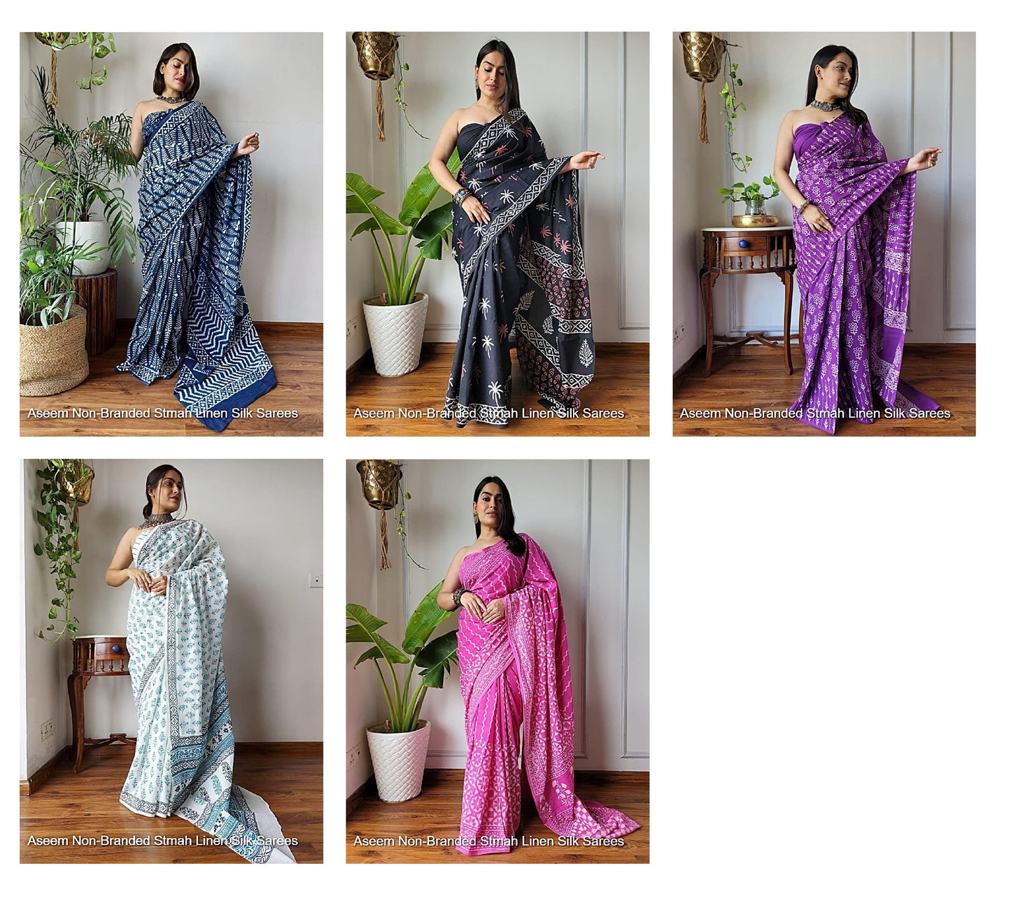Aseem Non-Branded Stmah Linen Silk Sarees