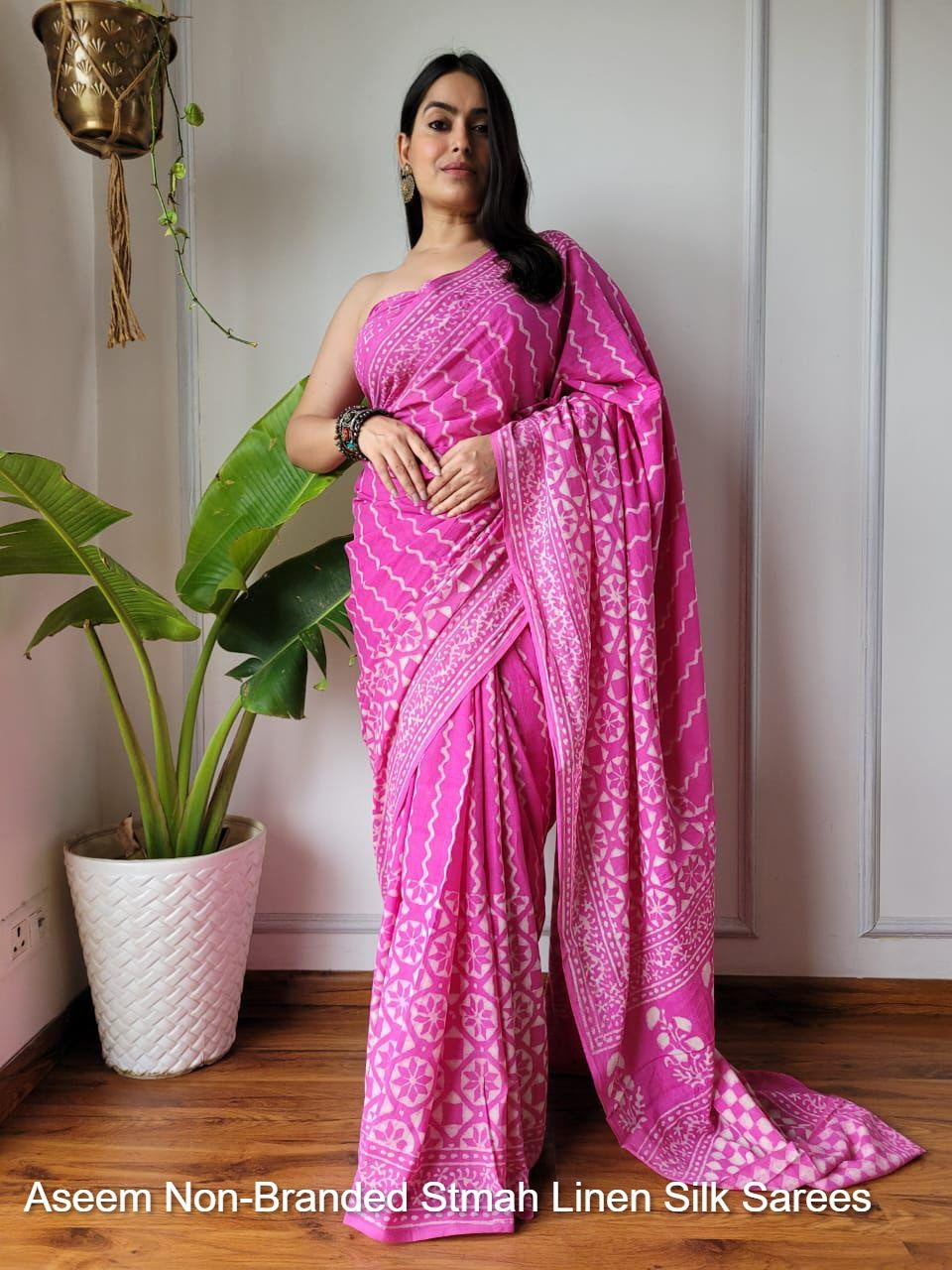 Aseem Non-Branded Stmah Linen Silk Sarees