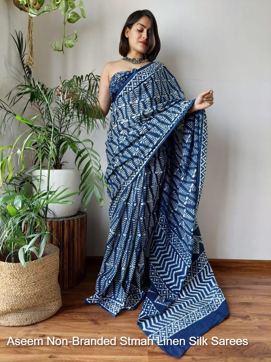 Aseem Non-Branded Stmah Linen Silk Sarees