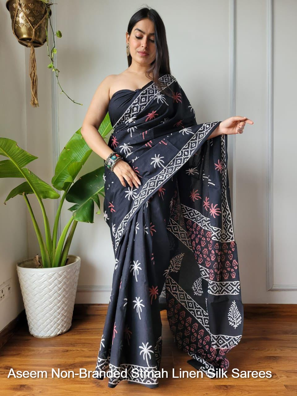 Aseem Non-Branded Stmah Linen Silk Sarees