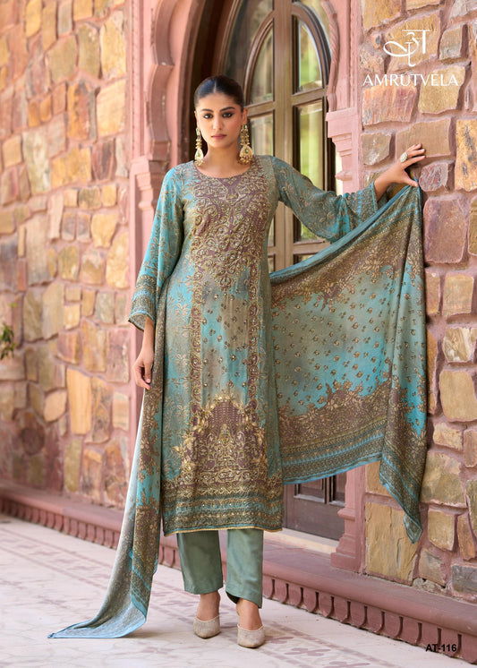 At-116 Amrutvela Pure Viscose Muslin Pakistani Salwar Suits