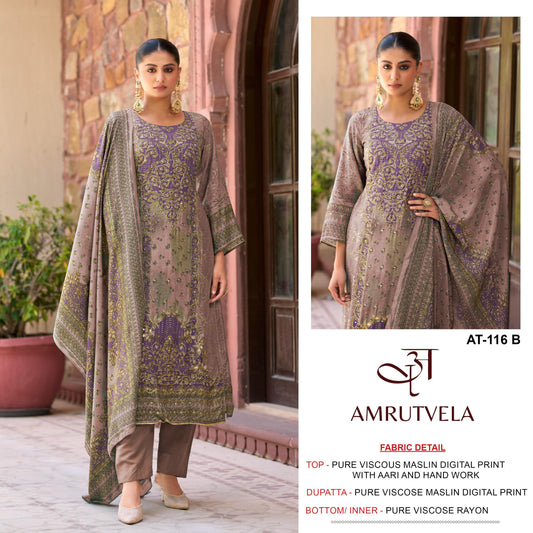 At-116-B Amrutvela Pure Viscose Muslin Pakistani Salwar Suits