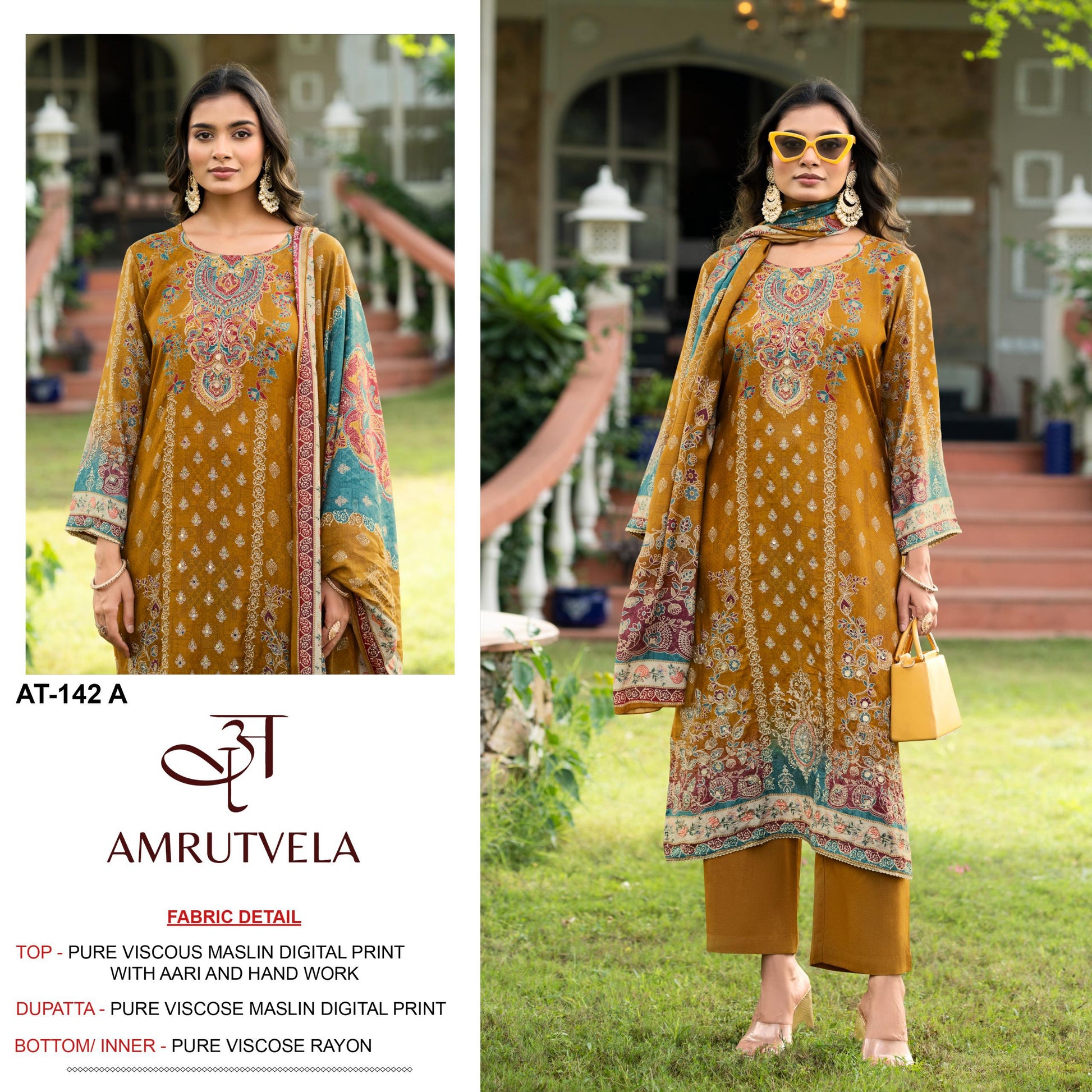 At-142 A Amrutvela Printed Karachi Unstitched Suits