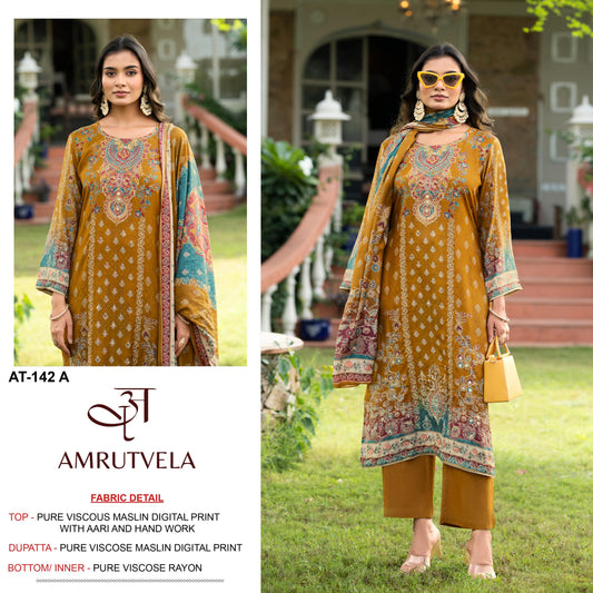 At-142 A Amrutvela Printed Karachi Unstitched Suits