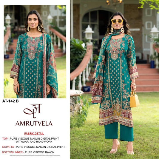 At-142 B Amrutvela Printed Karachi Unstitched Suits