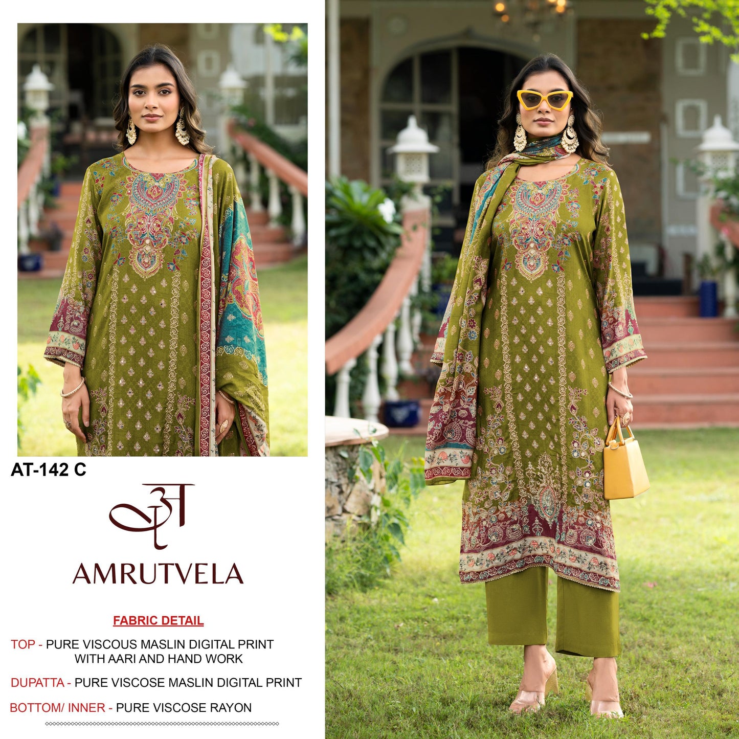 At-142 C Amrutvela Printed Karachi Unstitched Suits
