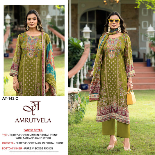 At-142 C Amrutvela Printed Karachi Unstitched Suits