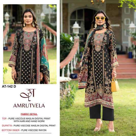At-142 D Amrutvela Printed Karachi Unstitched Suits