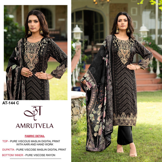 At-144-C Amrutvela Viscose Muslin Pakistani Salwar Suits