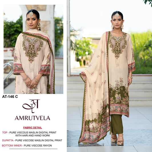 At-146 C Amrutvela Printed Karachi Unstitched Suits
