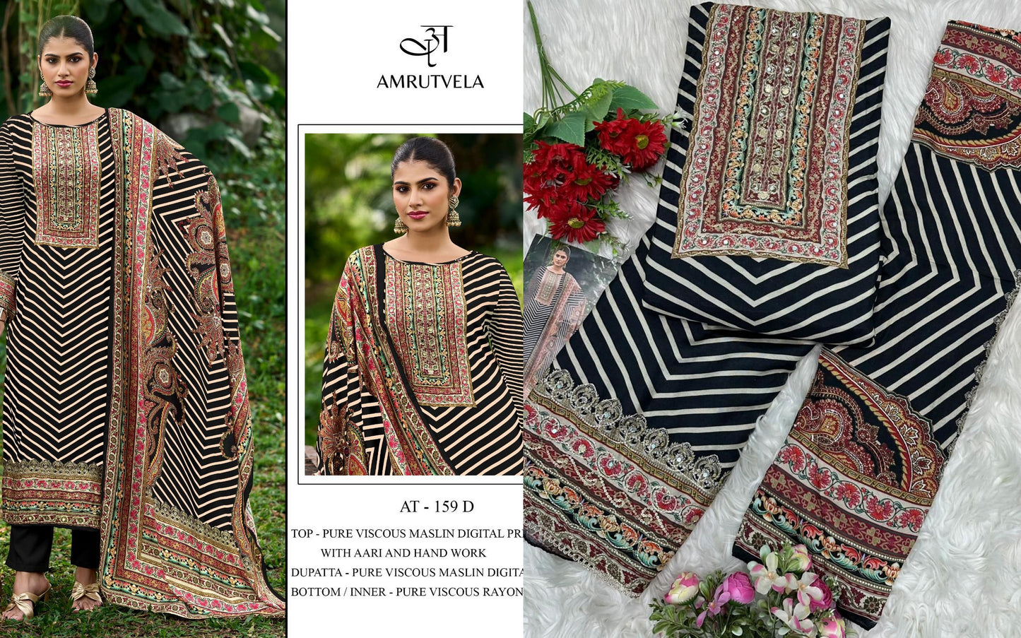 At-159-D Amrutvela Viscose Muslin Pakistani Salwar Suits