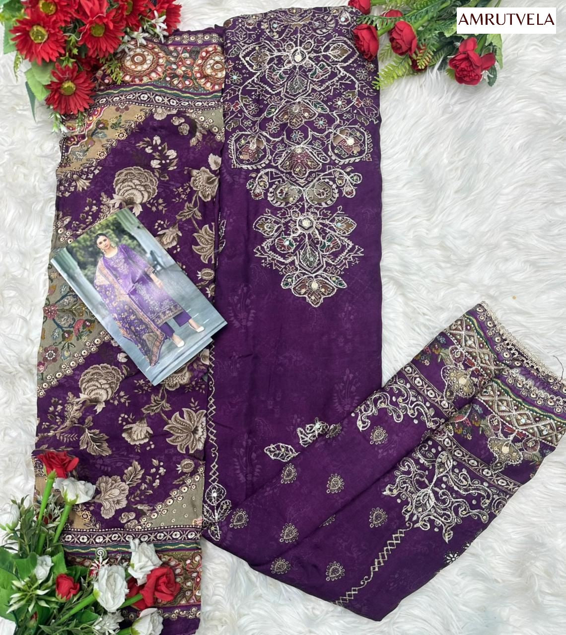 At-160-C Amrutvela Pure Viscose Pakistani Salwar Suits