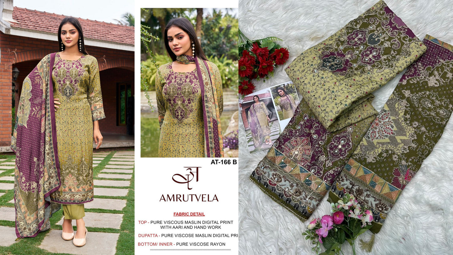 At-166-B Amrutvela Pure Viscose Pakistani Salwar Suits
