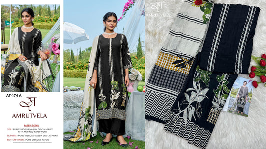 At-174-A Amrutvela Viscose Muslin Pakistani Salwar Suits