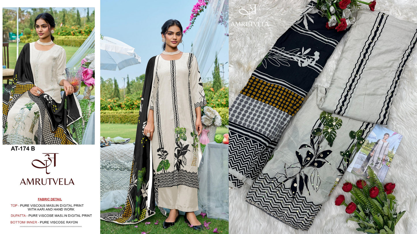 At-174-B Amrutvela Viscose Muslin Pakistani Salwar Suits