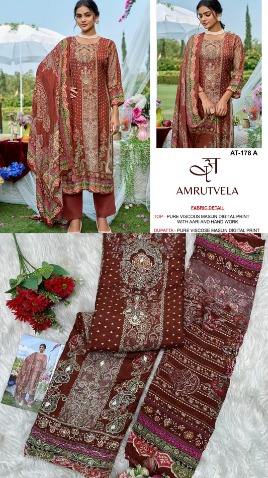 At-178-A Amrutvela Viscose Muslin Pakistani Salwar Suits
