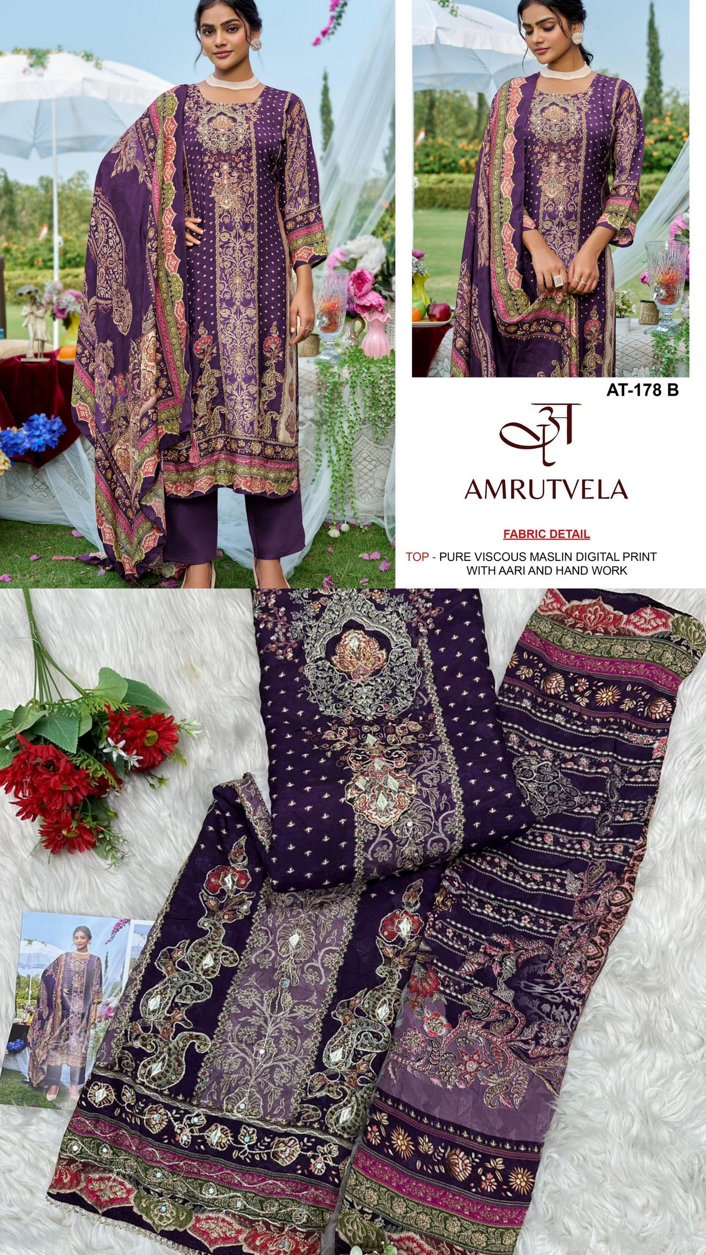 At-178-B Amrutvela Viscose Muslin Pakistani Salwar Suits