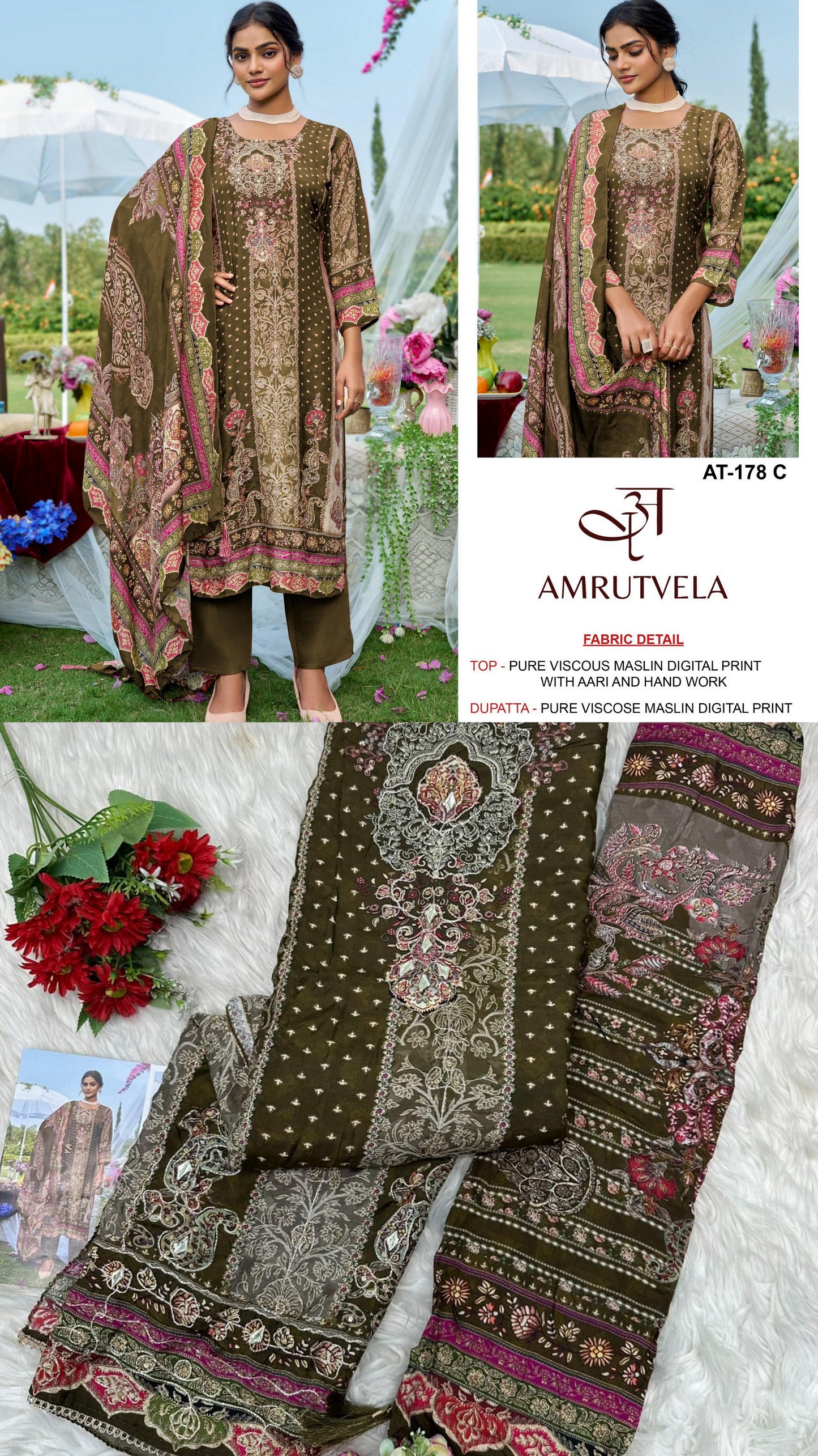 At-178-C Amrutvela Viscose Muslin Pakistani Salwar Suits