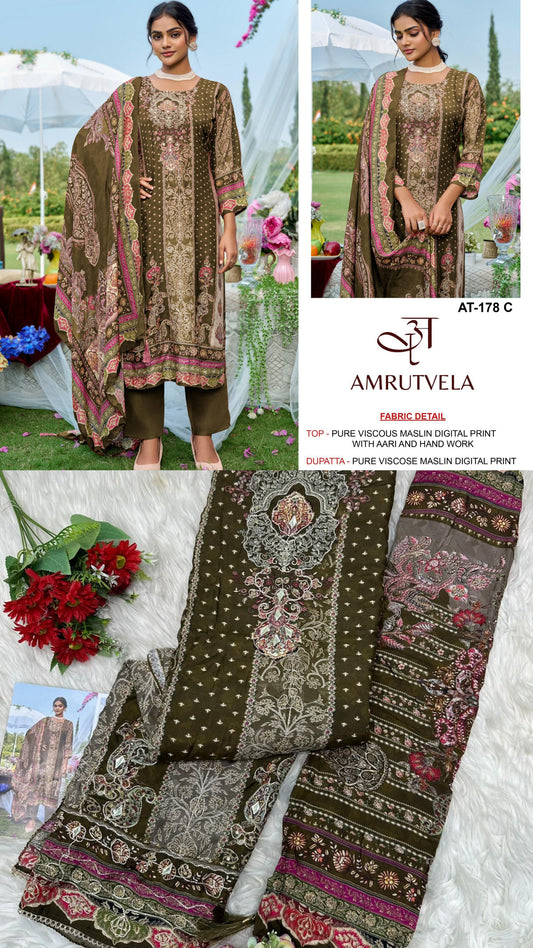 At-178-C Amrutvela Viscose Muslin Pakistani Salwar Suits
