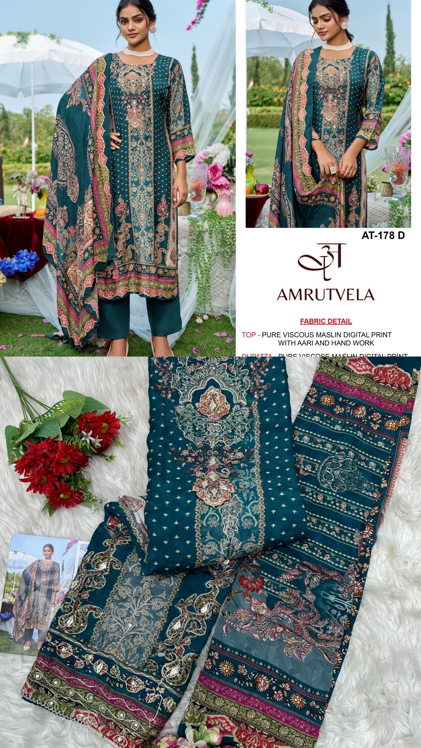 At-178-D Amrutvela Viscose Muslin Pakistani Salwar Suits