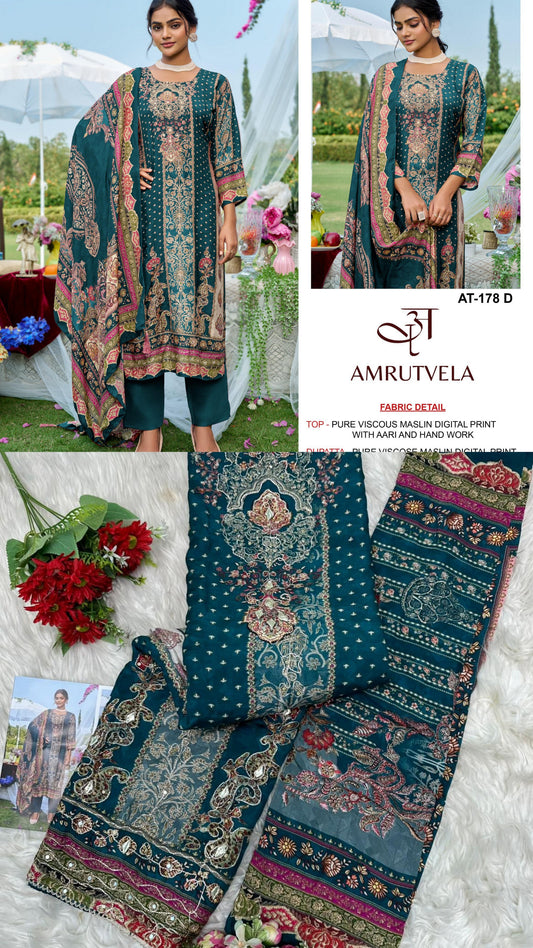 At-178-D Amrutvela Viscose Muslin Pakistani Salwar Suits