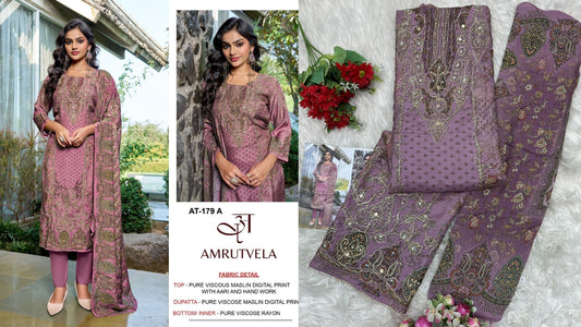 At-179-A Amrutvela Viscose Muslin Pakistani Salwar Suits