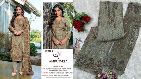 At-179-C Amrutvela Viscose Muslin Pakistani Salwar Suits