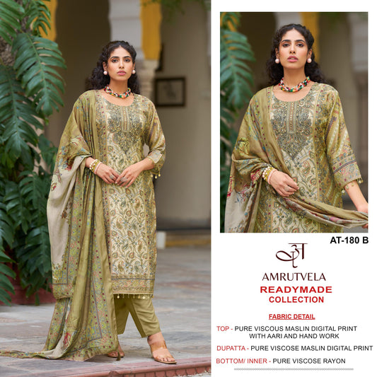 At-180-B Amrutvela Viscose Muslin Pakistani Readymade Suits