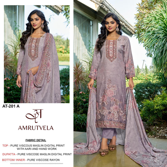 At-201-A Amrutvela Viscose Muslin Pakistani Salwar Suits