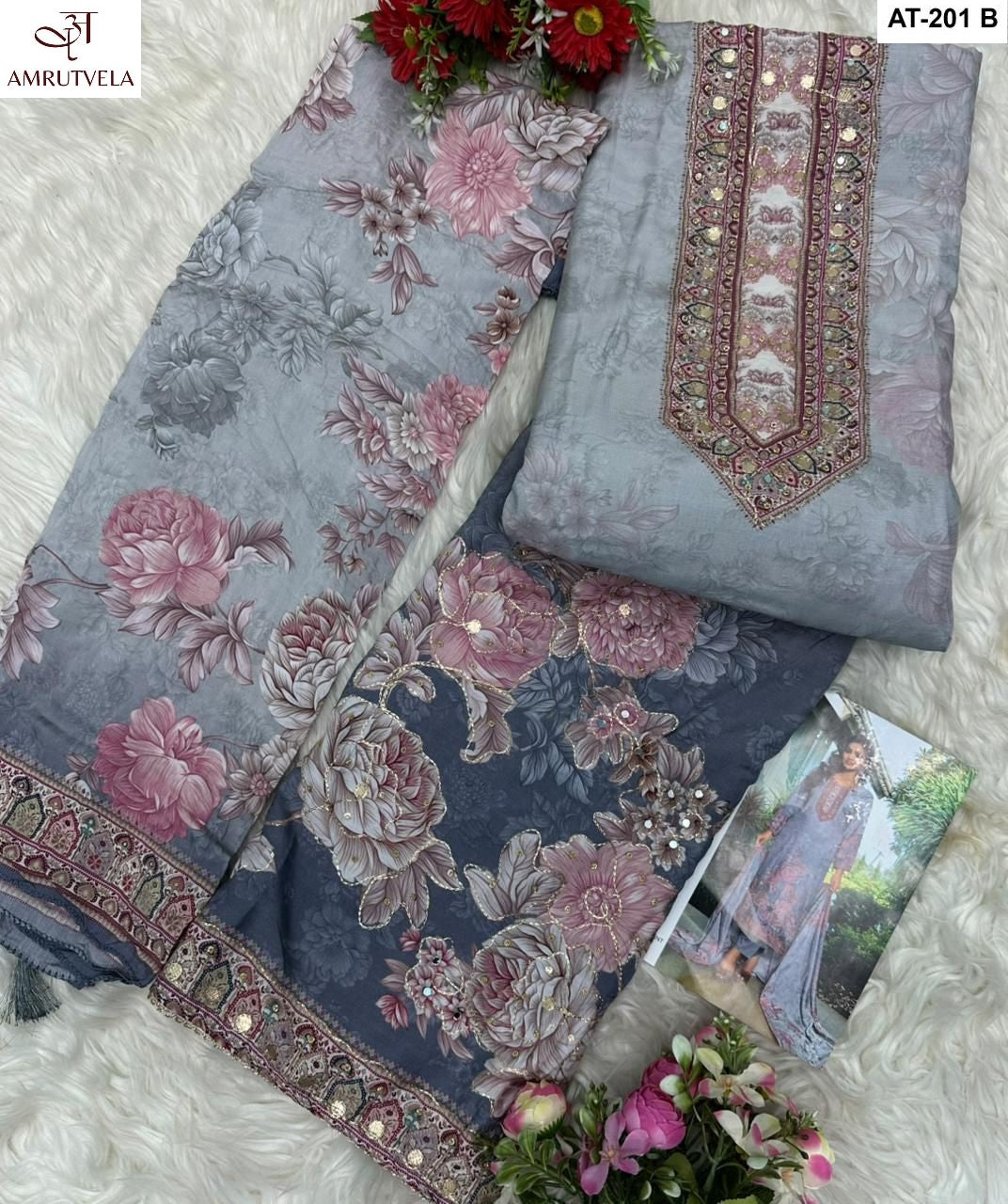 At-201-B Amrutvela Viscose Muslin Pakistani Salwar Suits