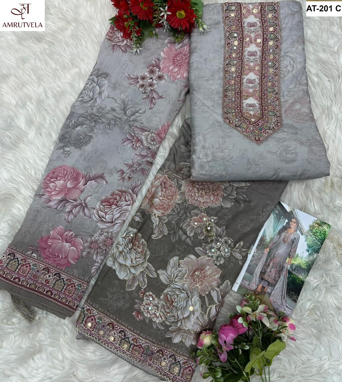 At-201-C Amrutvela Viscose Muslin Pakistani Salwar Suits