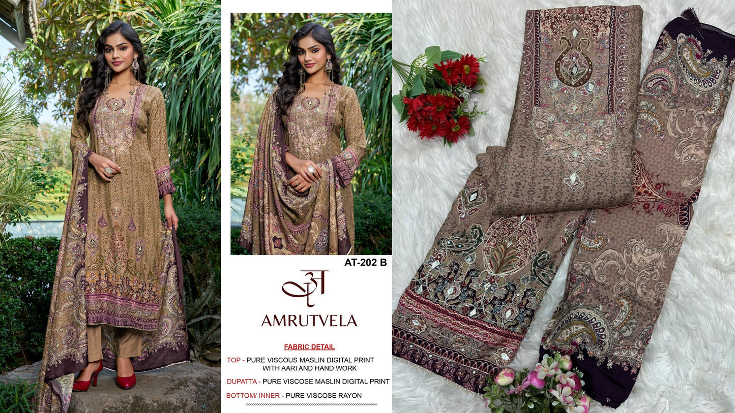At-202-B Amrutvela Viscose Muslin Pakistani Salwar Suits
