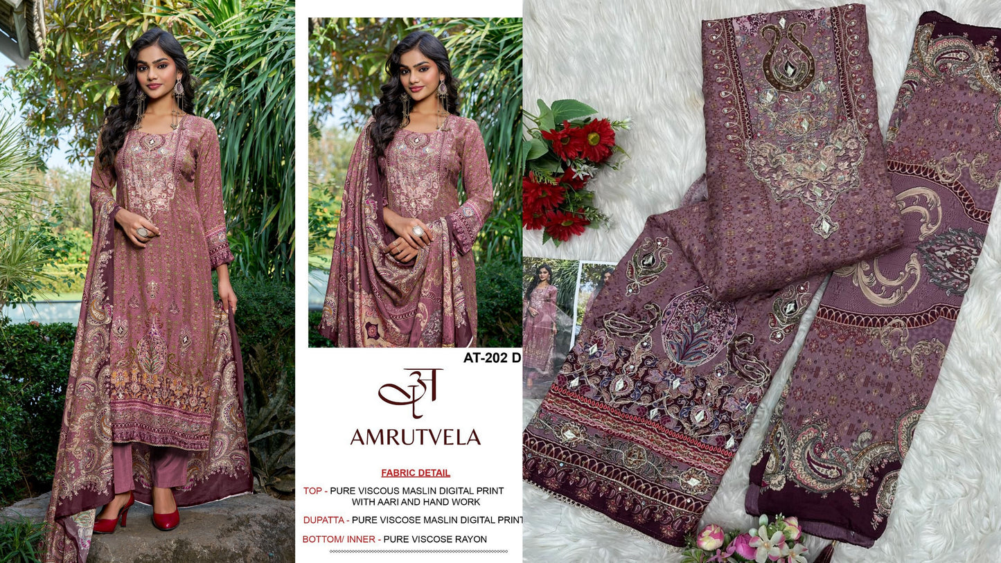 At-202-D Amrutvela Viscose Muslin Pakistani Salwar Suits