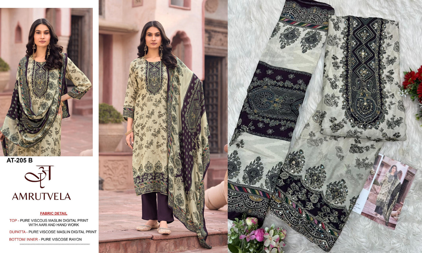 At-205-B Amrutvela Viscose Muslin Pakistani Salwar Suits