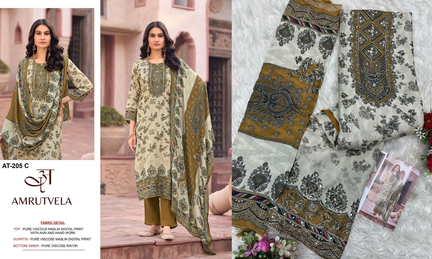 At-205-C Amrutvela Viscose Muslin Pakistani Salwar Suits