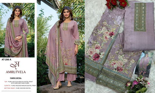 At-206-A Amrutvela Viscose Muslin Pakistani Salwar Suits