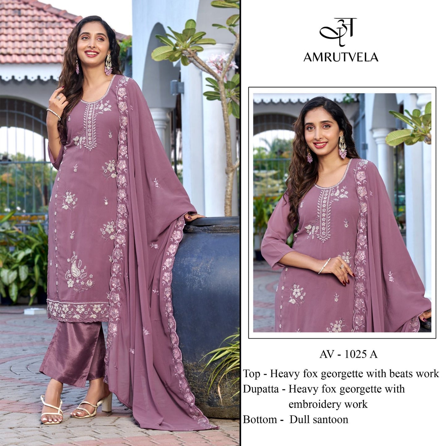 Av-1025-A Amrutvela Fox Georgette Pakistani Salwar Suits