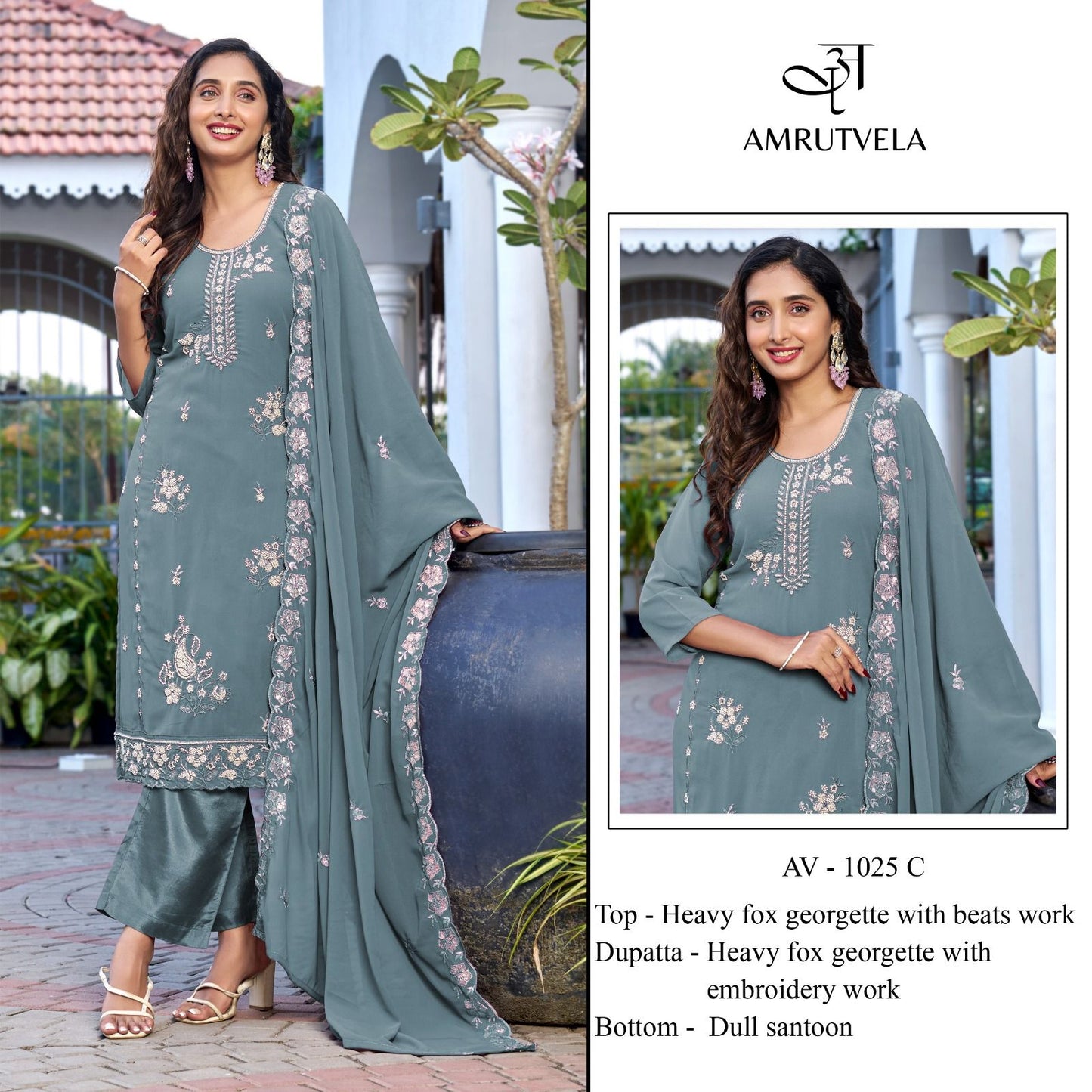 Av-1025-C Amrutvela Fox Georgette Pakistani Salwar Suits