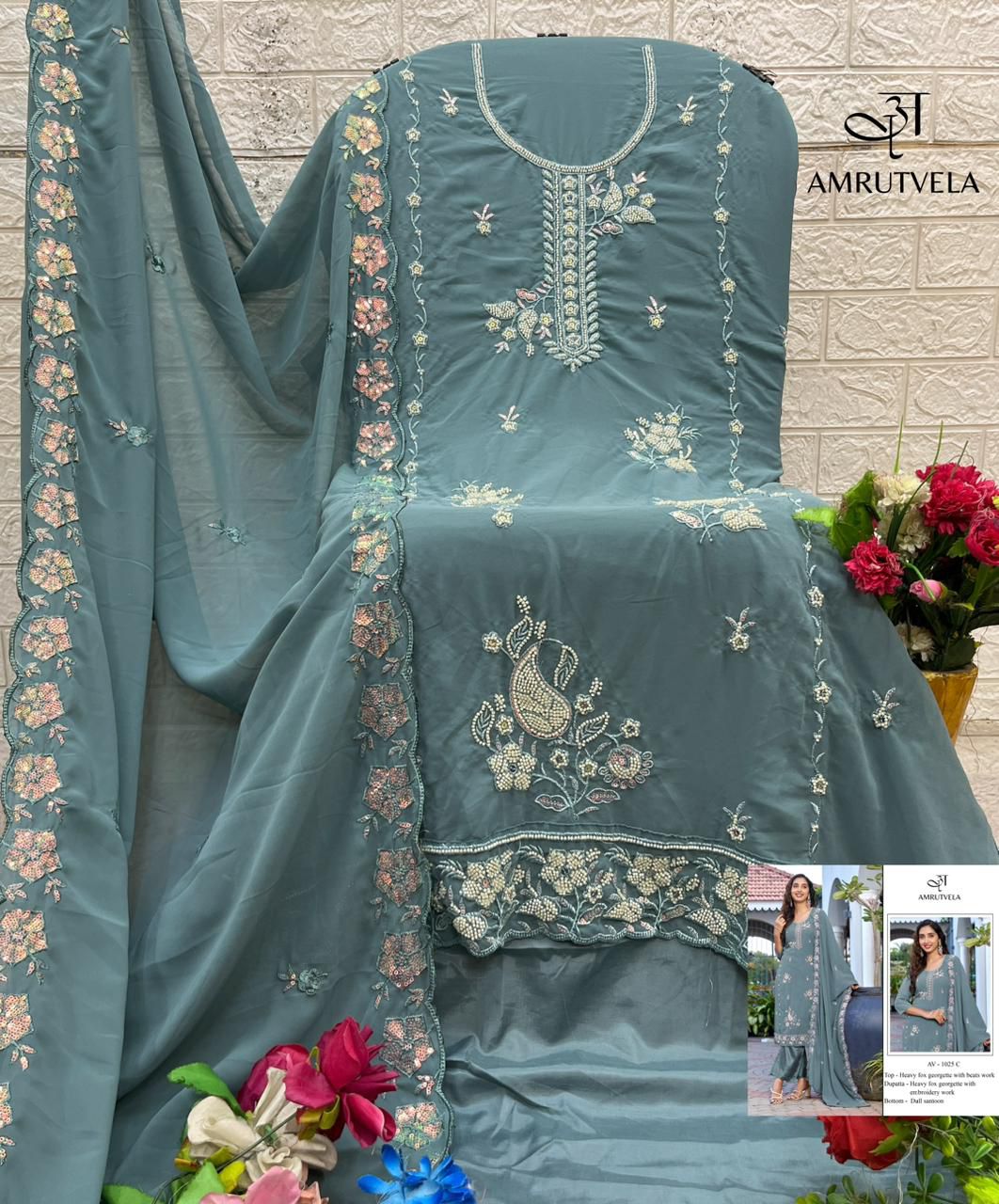 Av-1025-C Amrutvela Fox Georgette Pakistani Salwar Suits