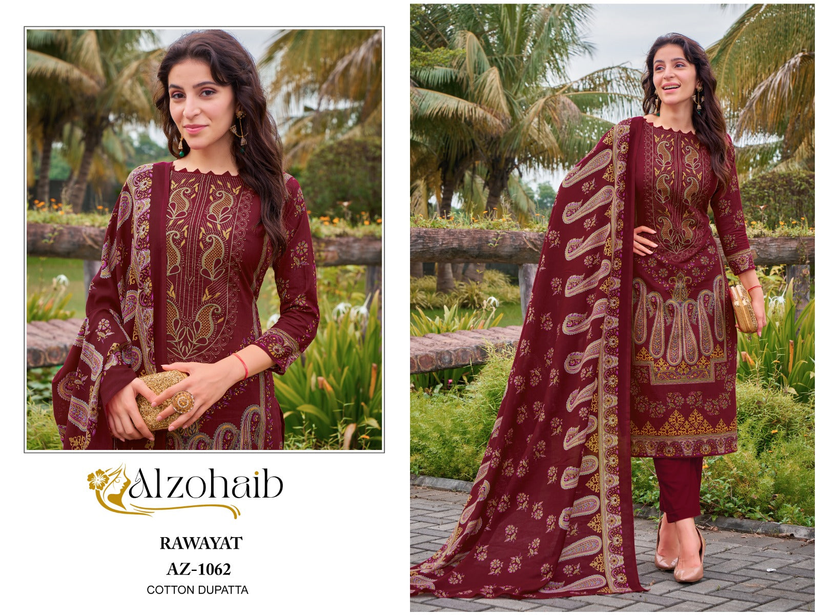 Az-1062 Rawayat Al Zohaib Pure Cotton Pakistani Salwar Suits