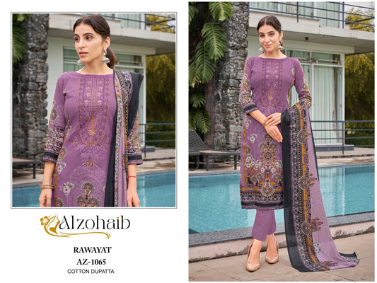 Az-1065 Rawayat Al Zohaib Pure Cotton Pakistani Salwar Suits