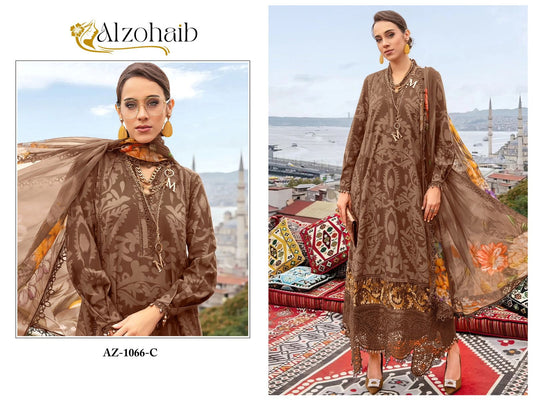 Az-1066C Al Zohaib Cotton Pakistani Patch Suits