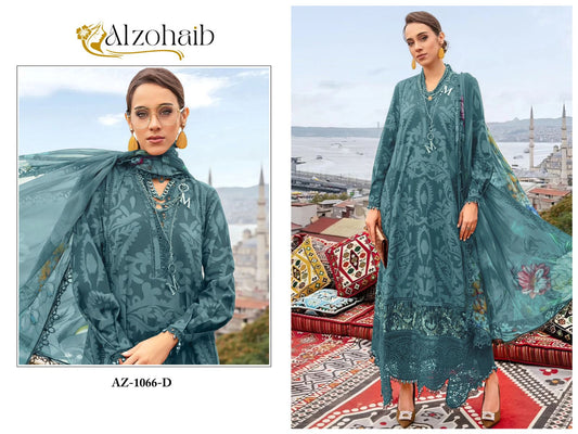 Az-1066D Al Zohaib Cotton Pakistani Patch Suits