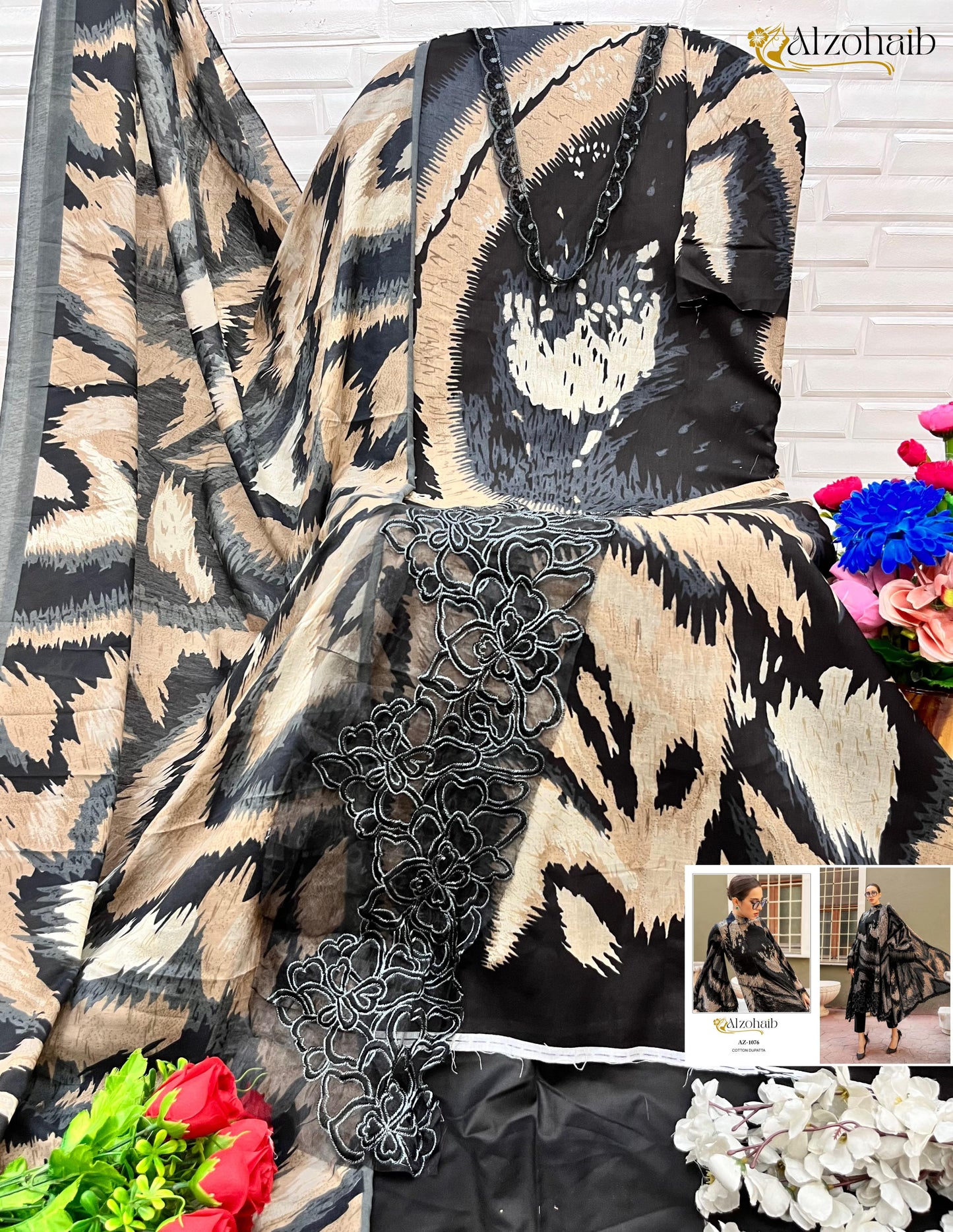 Az-1076 Al Zohaib Embroidery Pakistani Patch Suits